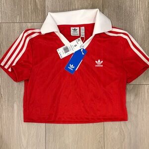 Adidas Women’s Red and White Crop Top NWT Small